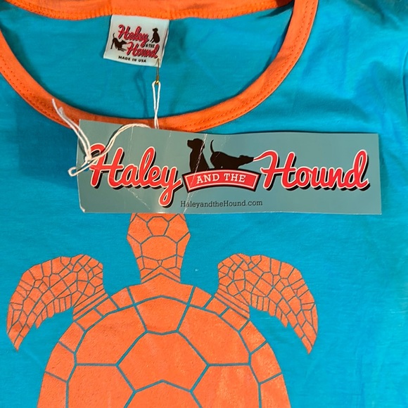 Haley and the Hound Amelia T-Shirt Dress - Turtle - blue and orange - XS NEW - Picture 5 of 7